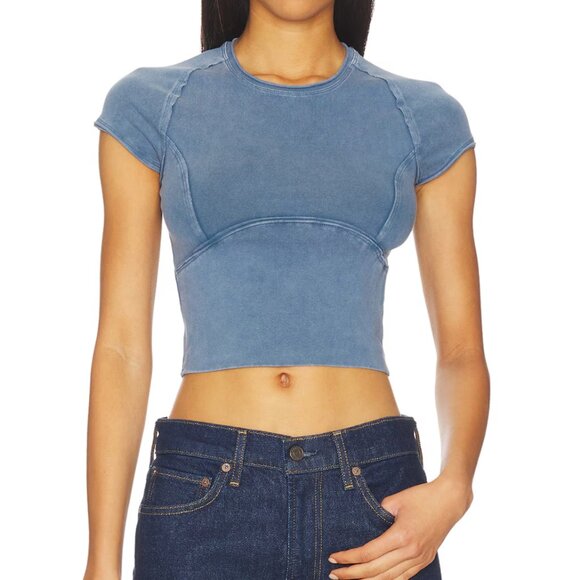 Free People Tops - Free People Tee protagonist crop cap sleeve top womens Blue (xsmall) casual boho
